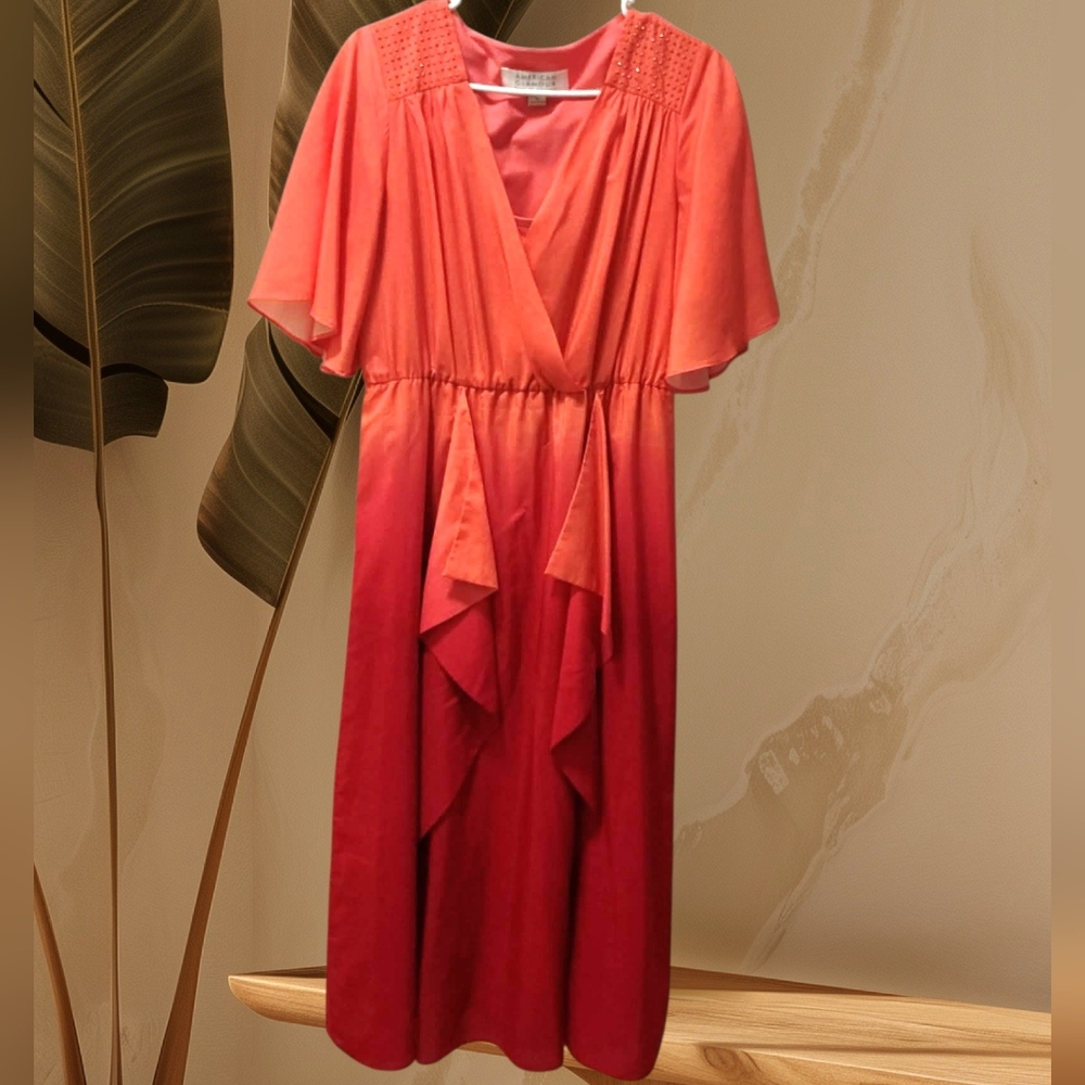 Elegant Red & Orange Ombre Dress